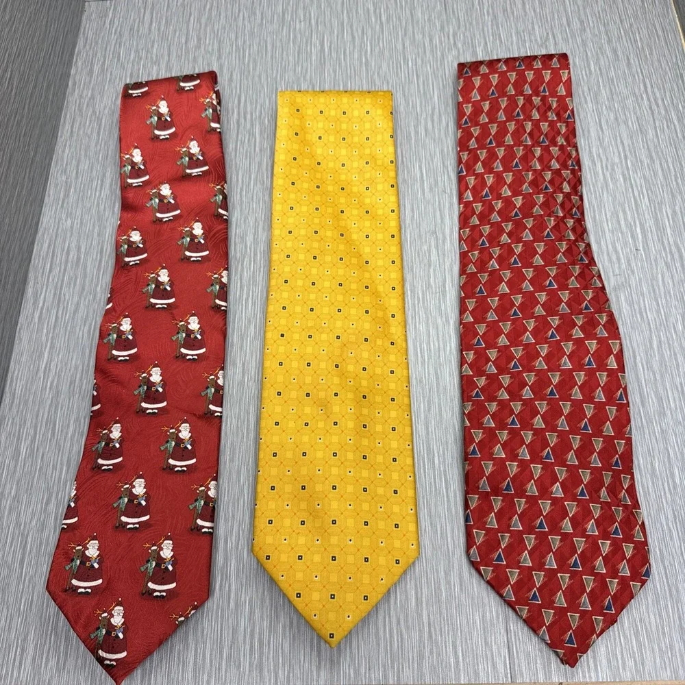 Lot of 3 Men's Silk Ties Nordstrom JZ Richards Novelty Penguin Geometric Pattern